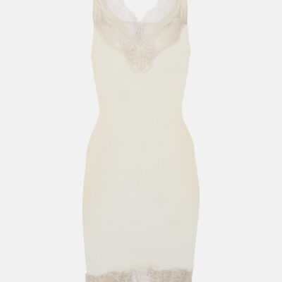Saint Laurent Lace-Trimmed Silk Minidress