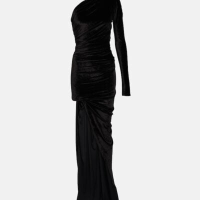 Balenciaga Asymmetric One-Shoulder Velvet Gown