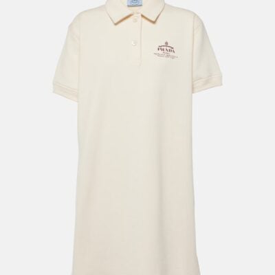 Prada Logo Cotton Fleece Polo Dress