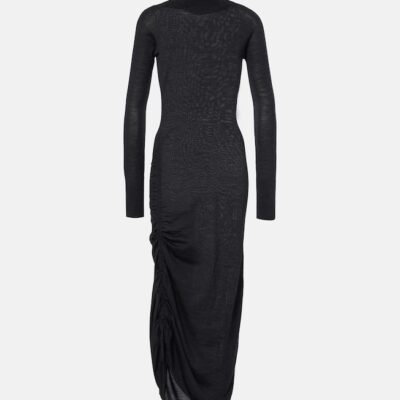 Alaïa Draped Wool Turtleneck Dress