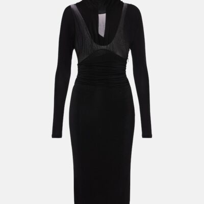 Saint Laurent Gathered Jersey Midi Dress