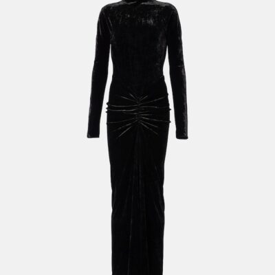 Alaïa Ruched Velvet Midi Dress