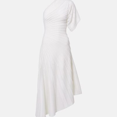 Alaïa Asym Ray Virgin Wool Midi Dress