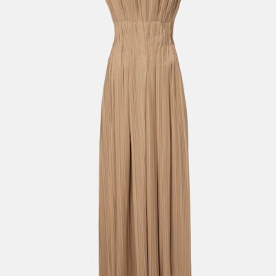 The Row Cristel Pleated Poplin Bustier Gown