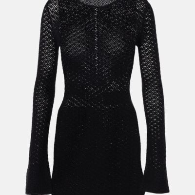 Saint Laurent Wool-Blend Crochet Minidress