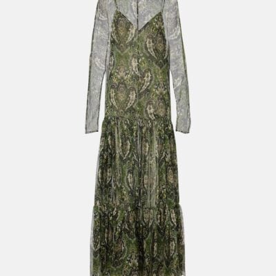 Saint Laurent Paisley Silk Crépon Maxi Dress