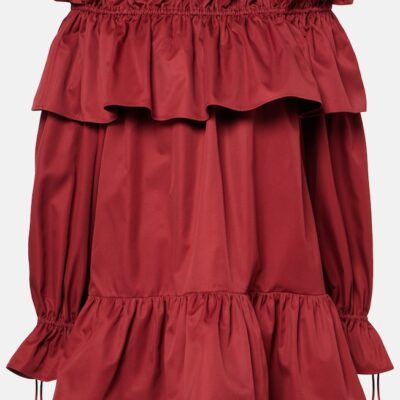 Saint Laurent Ruffled Cotton Twill Minidress
