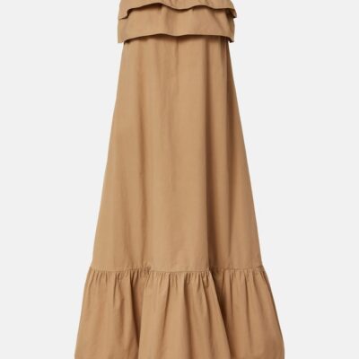 Saint Laurent Ruffled Cotton Serge Maxi Dress