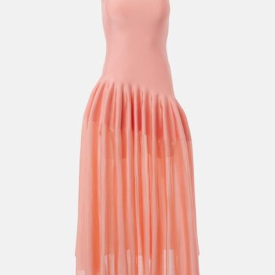 Alaïa Pleated Strapless Maxi Dress