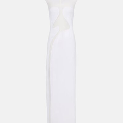 Alaïa Mesh-Trimmed Maxi Dress