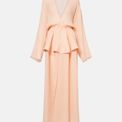 Alaïa Peplum Georgette Maxi Dress