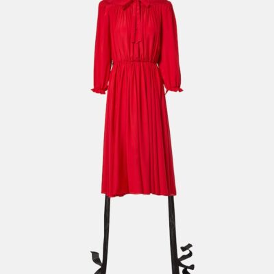 Balenciaga Bow-Detail Lace-Up Silk Midi Dress