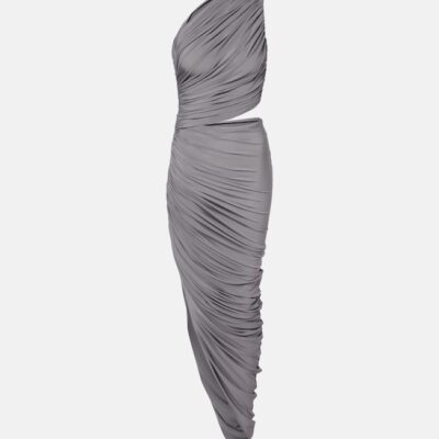 Alaïa Asymmetric Ruched Jersey Maxi Dress