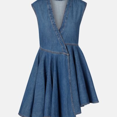 Alaïa Asymmetric Denim Wrap Dress