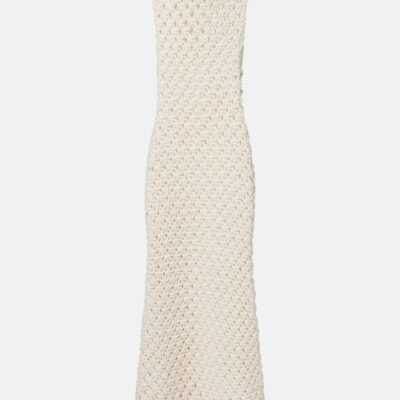 Alaïa Open-Knit Cotton-Blend Maxi Dress