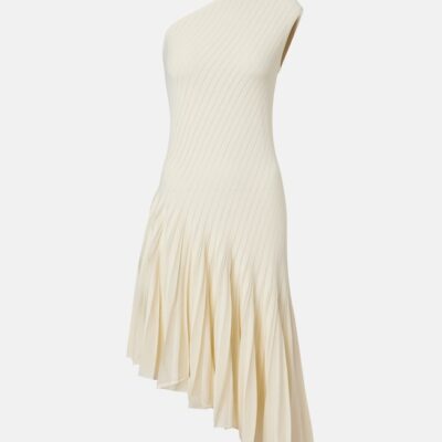 Alaïa Asymmetric Pleated Crêpe Midi Dress