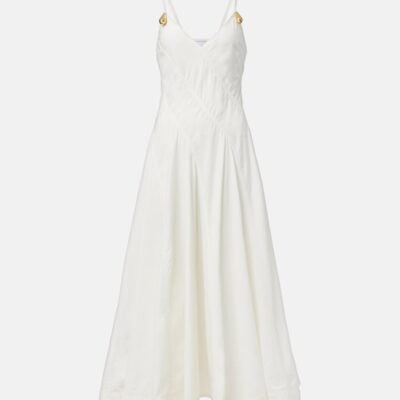 Bottega Veneta Paneled Cotton-Blend Midi Dress