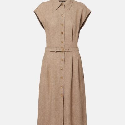 Loro Piana Maise Belted Linen Crêpe Shirt Dress