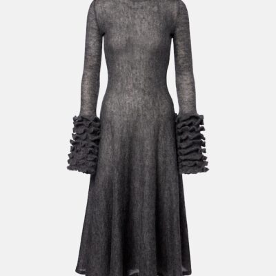 Alaïa Ruffled Mohair And Wool-Blend Midi Dress
