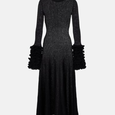 Alaïa Ruffled Mohair-Blend Midi Dress