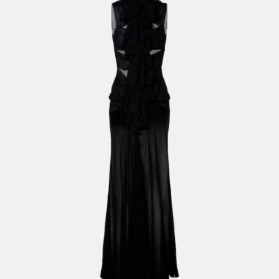 Alaïa Cutout Ruffled Jersey Gown