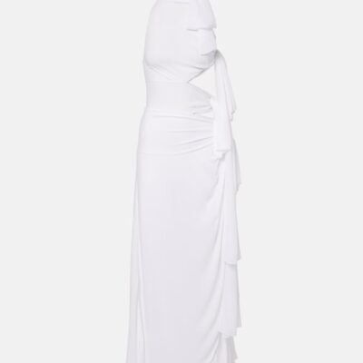 Alaïa Asymmetric Bow-Detail Georgette Maxi Dress