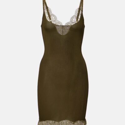 Saint Laurent Lace-Trimmed Silk Jersey Slip Dress