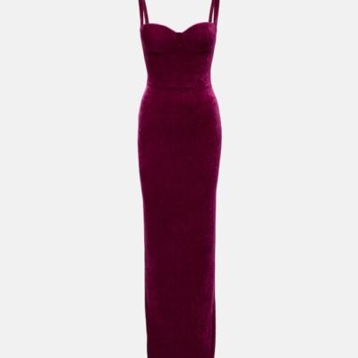 Balenciaga Open-Back Velvet Gown