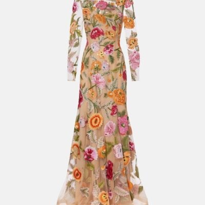Carolina Herrera Embroidered Floral Tulle Gown