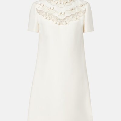 Valentino Crepe Couture Bow-Detail Embellished Minidress
