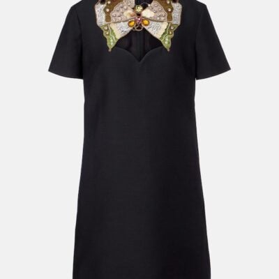 Valentino Embellished Wool And Silk Minidress