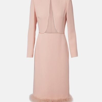Valentino Cady Couture Feather-Trimmed Midi Dress