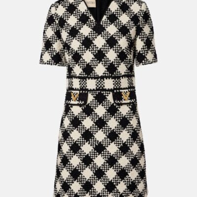 Valentino Vgold Checked Tweed Minidress