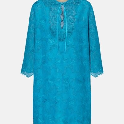 Valentino Broderie Anglaise Silk-Trimmed Cotton Kaftan