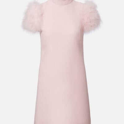 Valentino Feather-Trimmed Turtleneck Crepe Couture Minidress