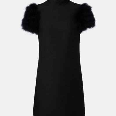Valentino Crepe Couture Feather-Trimmed Minidress