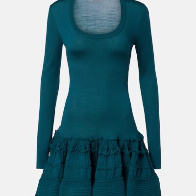 Alaïa Ruffled Wool-Blend Minidress
