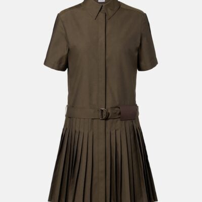 Loewe Belted Pleated Cotton-Blend Shirt Dress