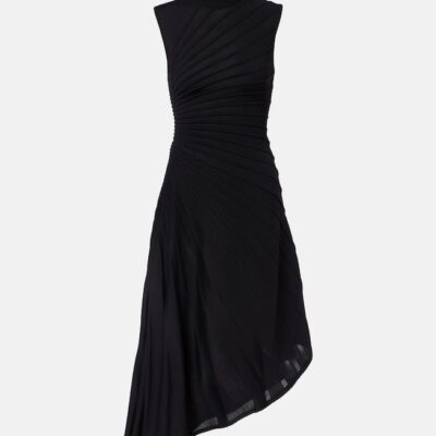 Alaïa Asymmetric Virgin Wool Midi Dress