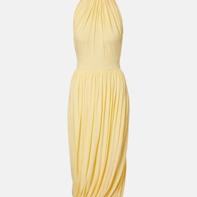 Alaïa Gathered Jersey Midi Dress