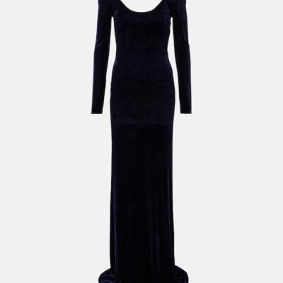 Alaïa Off-Shoulder Velvet Gown