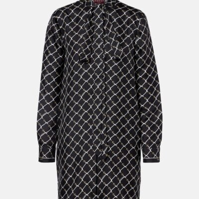 Gucci Printed Tie-Neck Silk Minidress