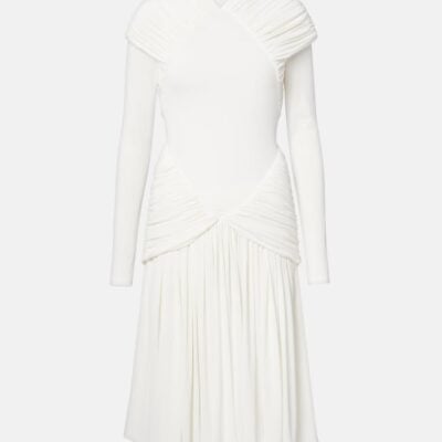 Ferragamo Ruched Crêpe Jersey Midi Dress