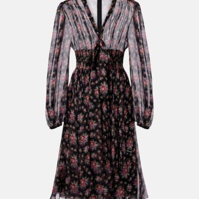 Dolce&Gabbana Floral Shirred Silk Midi Dress