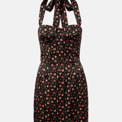 Dolce&Gabbana Floral Halterneck Silk-Blend Satin Minidress