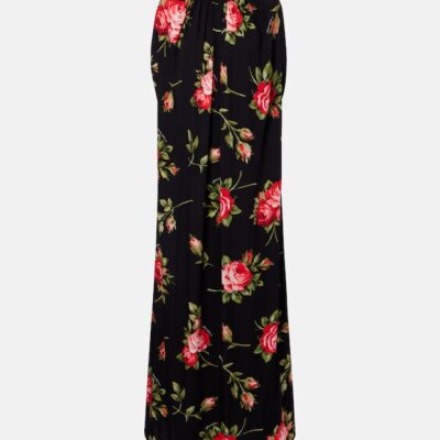 Dolce&Gabbana Floral Caped Silk-Blend Gown