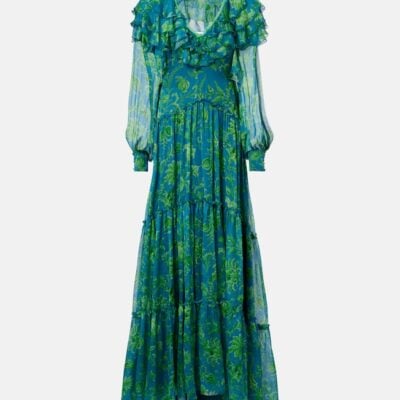 Etro Floral Ruffled Tiered Silk Chiffon Maxi Dress