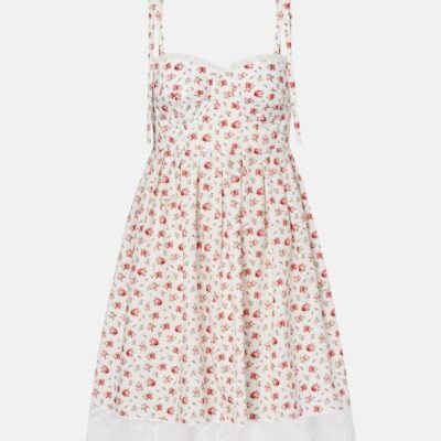 Dolce&Gabbana Floral Lace-Trimmed Cotton-Blend Poplin Minidress