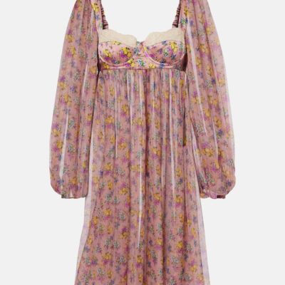 Dolce&Gabbana Floral Lace-Trimmed Silk And Cotton-Blend Chiffon Minidress