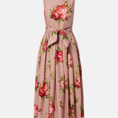 Dolce&Gabbana Floral Belted Cotton Midi Dress